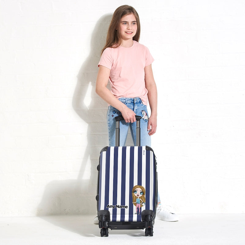 ClaireaBella Girls Personalised Navy Stripe Suitcase - Image 3