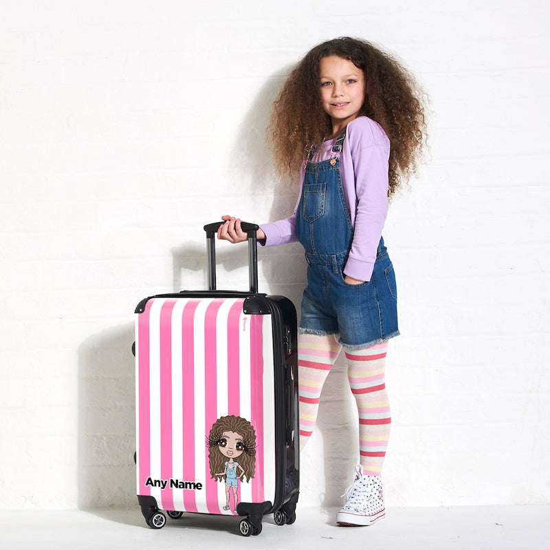 ClaireaBella Girls Personalised Pink Stripe Suitcase - Image 3