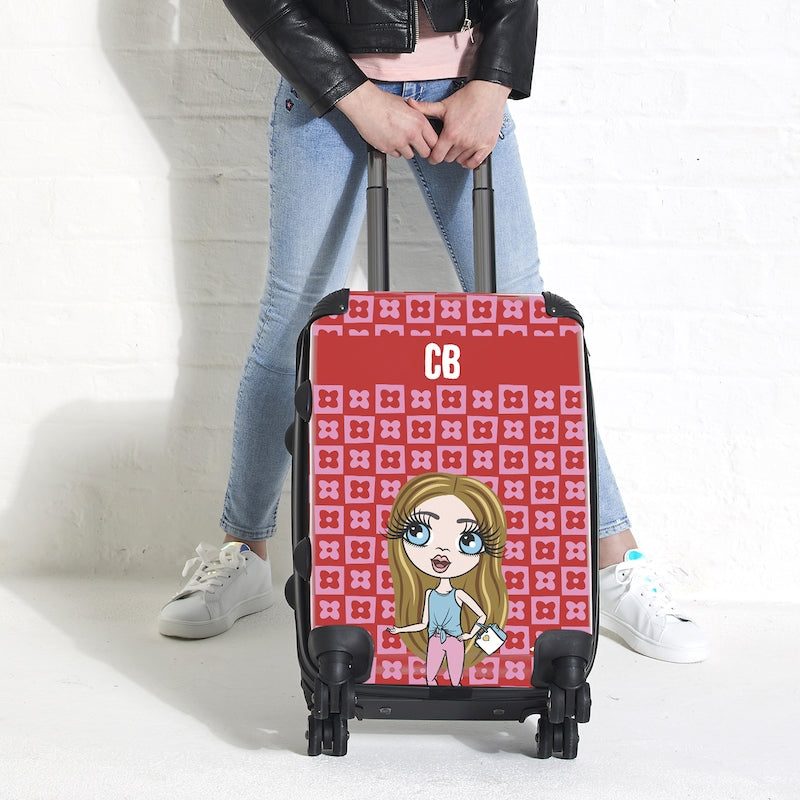 ClaireaBella Girls Personalised Checkered Flower Suitcase - Image 6