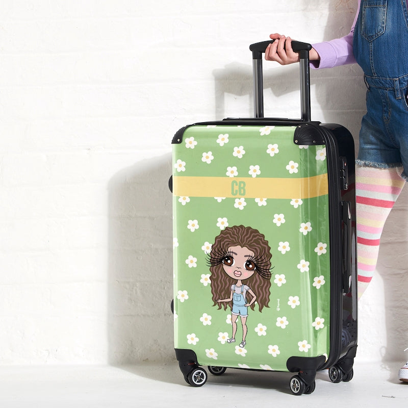 ClaireaBella Girls Personalised Retro Daisy Suitcase - Image 1