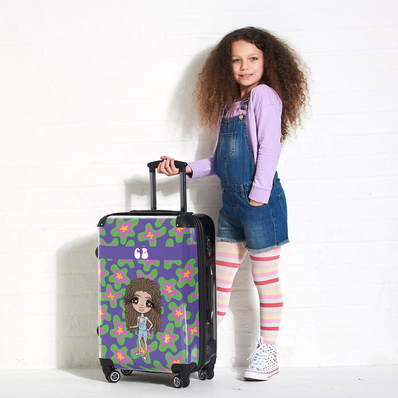 ClaireaBella Girls Personalised Flower Power Suitcase - Image 1