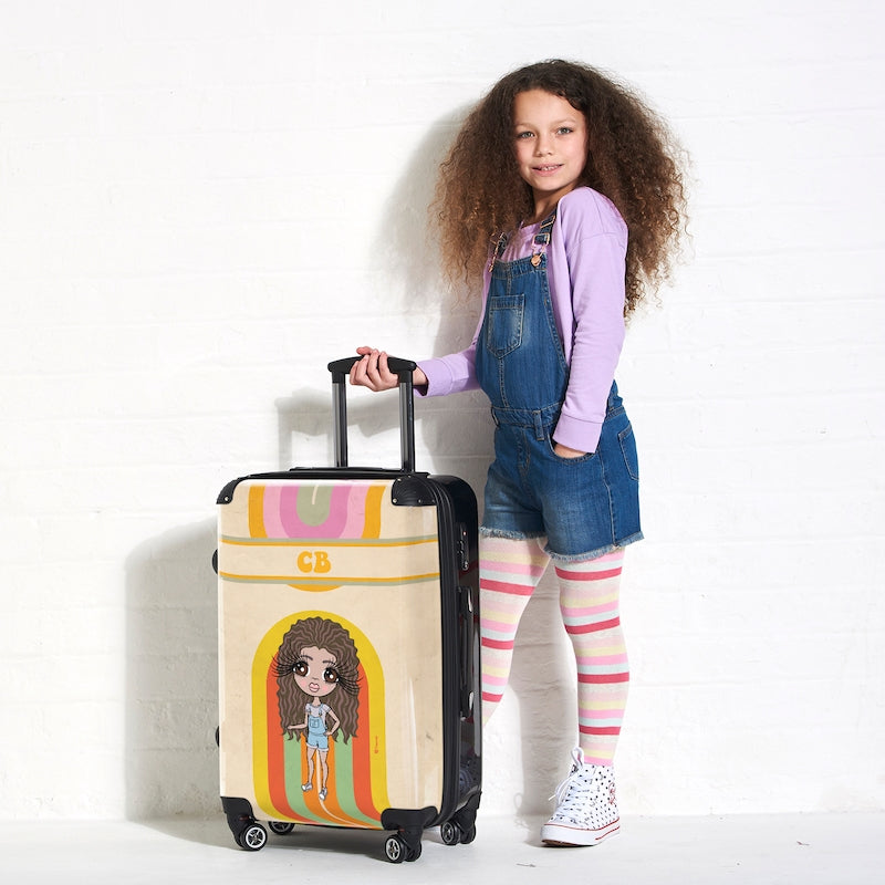ClaireaBella Girls Personalised Retro Rainbow Suitcase - Image 4