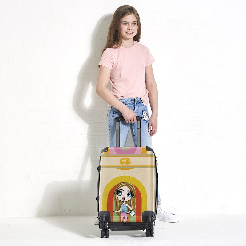 ClaireaBella Girls Personalised Retro Rainbow Suitcase - Image 3