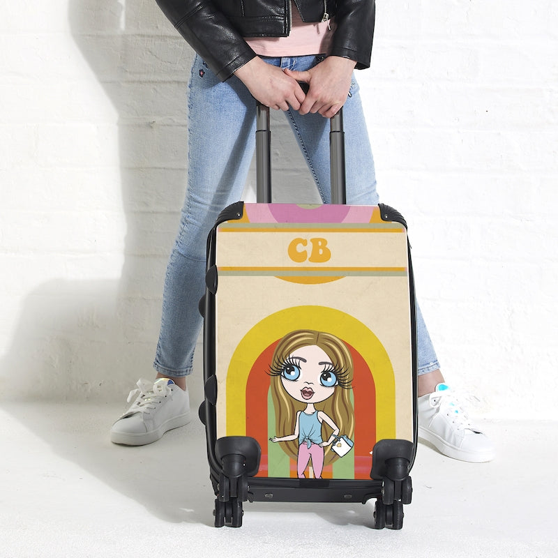 ClaireaBella Girls Personalised Retro Rainbow Suitcase - Image 1
