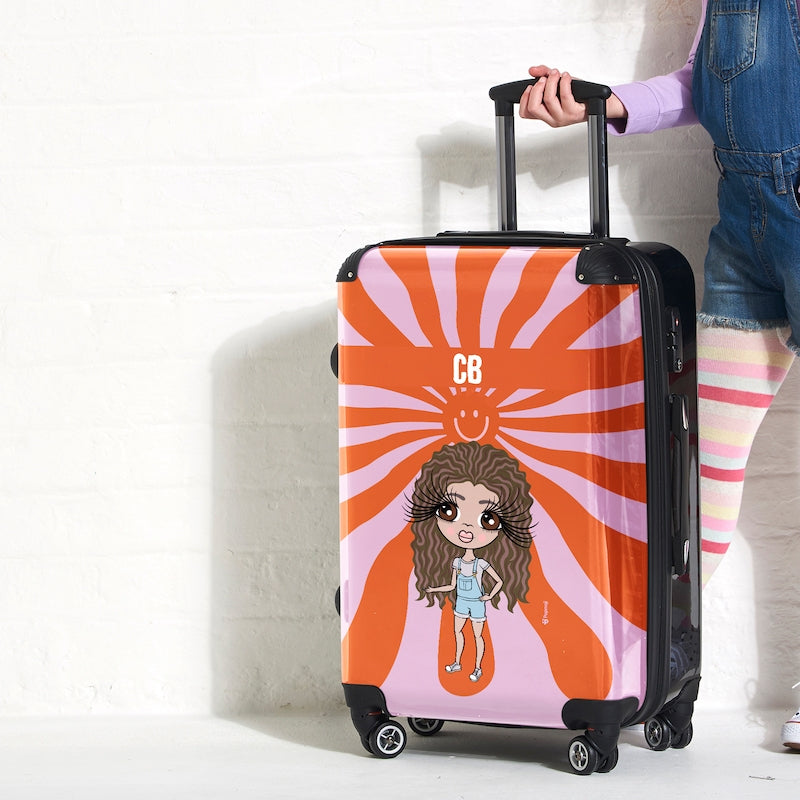 ClaireaBella Girls Personalised Smiley Face Suitcase - Image 1
