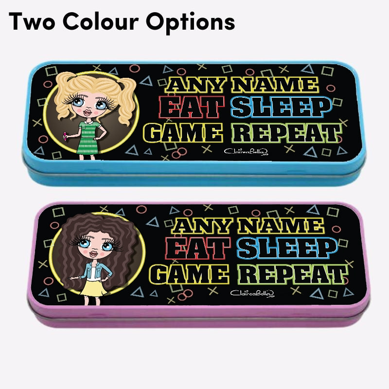 ClaireaBella Girls Eat Sleep Game Repeat Tin Pencil Case - Image 2