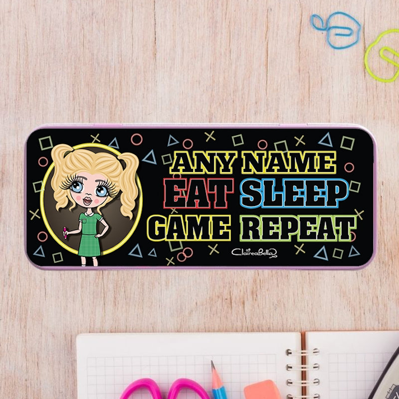 ClaireaBella Girls Eat Sleep Game Repeat Tin Pencil Case - Image 4