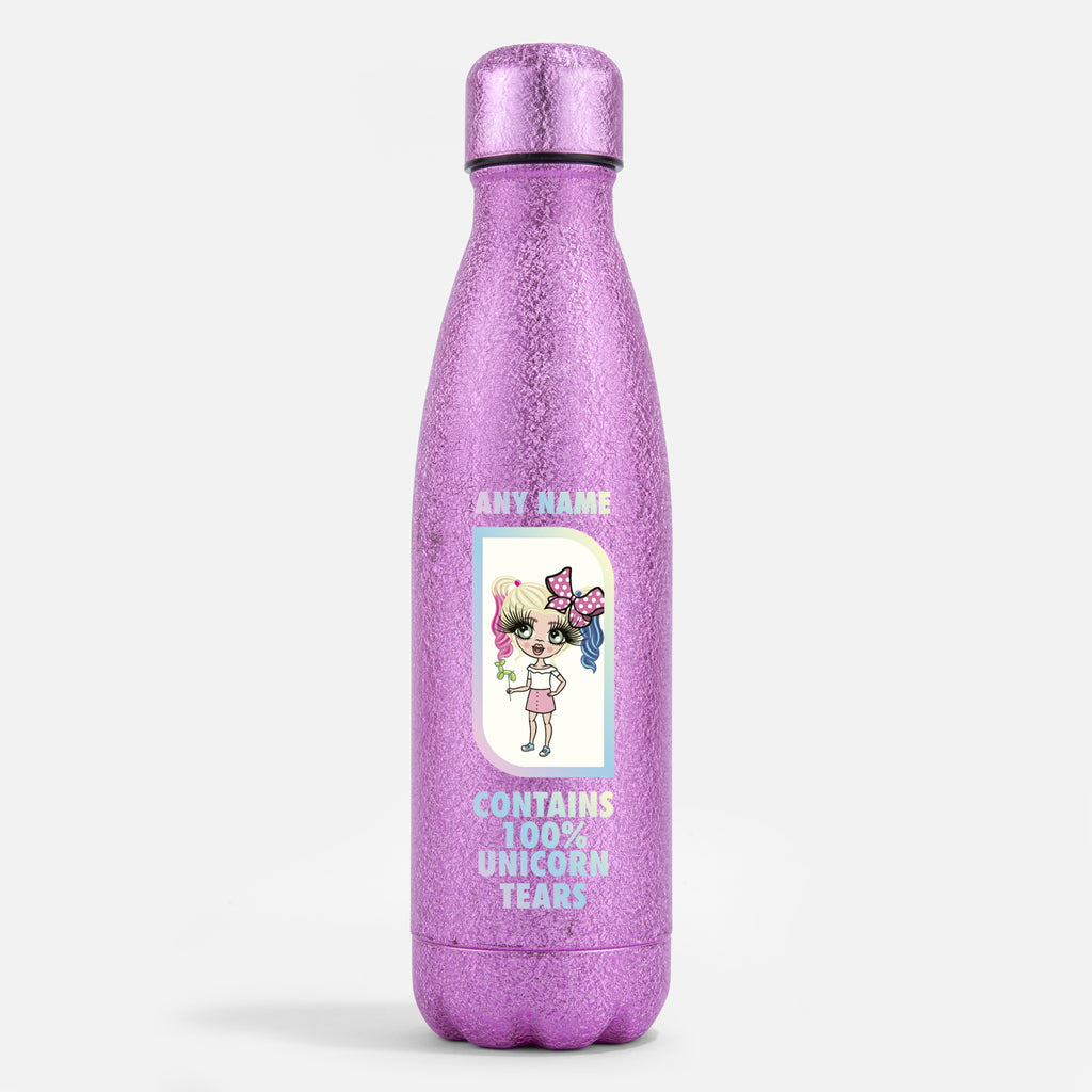 ClaireaBella Girls Pink Glitter Water Bottle Unicorn Tears - Image 1