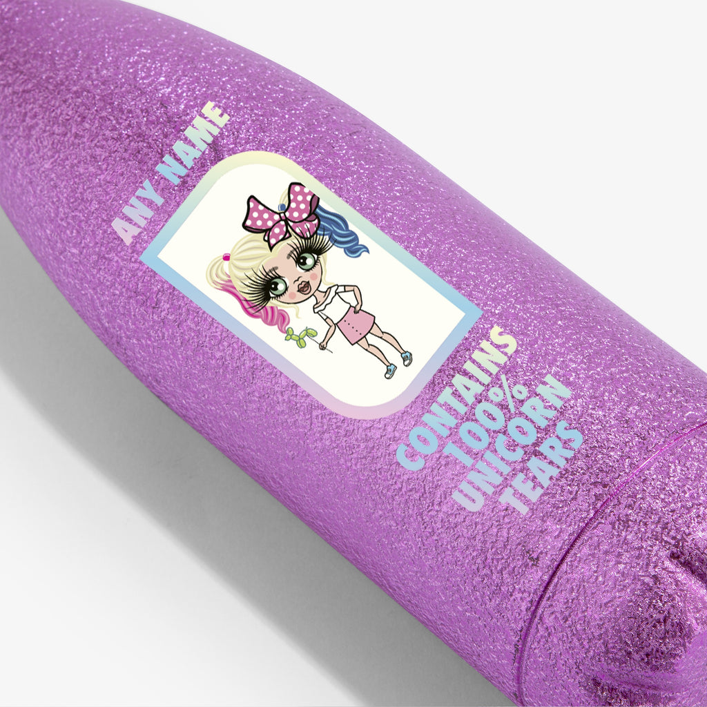 ClaireaBella Girls Pink Glitter Water Bottle Unicorn Tears - Image 2