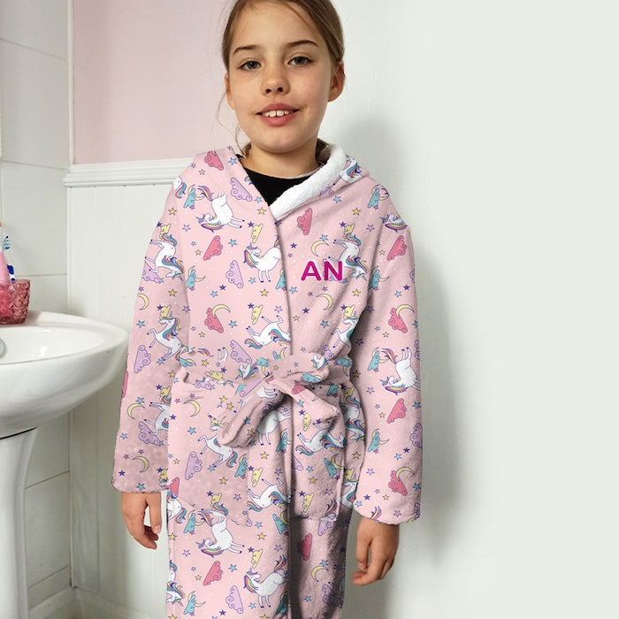 ClaireaBella Girls Unicorns Print Dressing Gown - Image 4