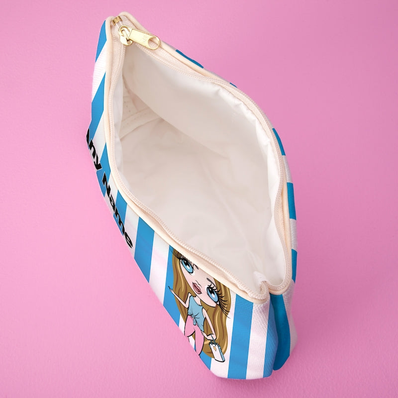 ClaireaBella Girls Personalised Blue Stripe Wash Bag - Image 2