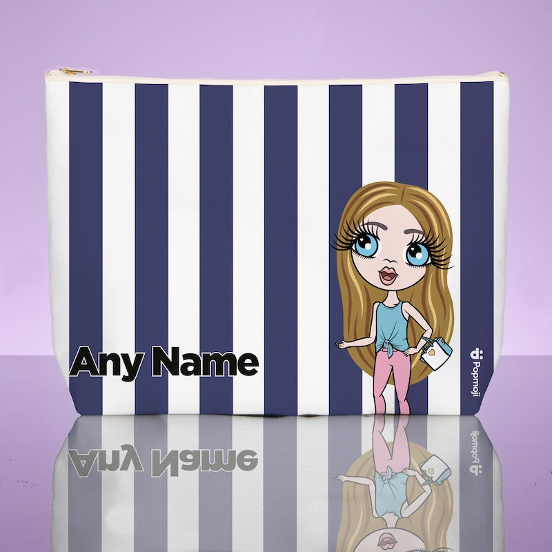 ClaireaBella Personalised Navy Stripe Wash Bag - Image 1