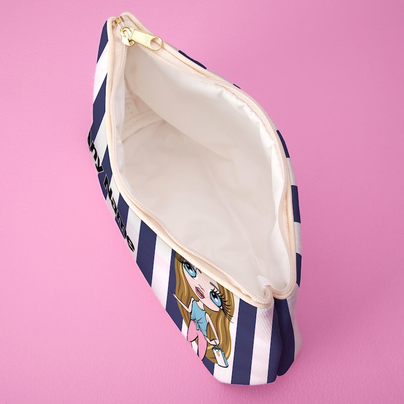 ClaireaBella Girls Personalised Navy Stripe Wash Bag - Image 2