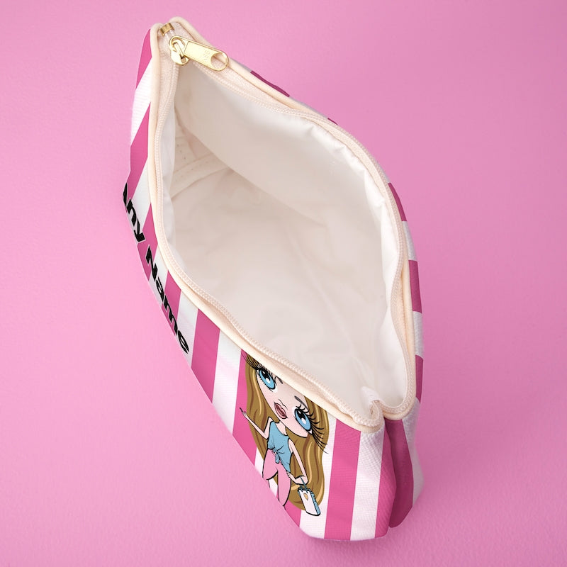 ClaireaBella Personalised Pink Stripe Wash Bag - Image 2