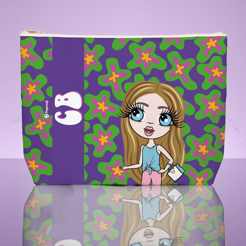 ClaireaBella Girls Personalised Flower Power Wash Bag - Image 1