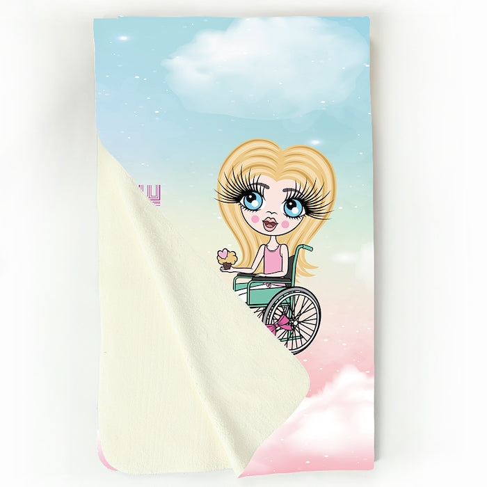 ClaireaBella Girls Wheelchair Portrait Unicorn Colours Fleece Blanket - Image 2