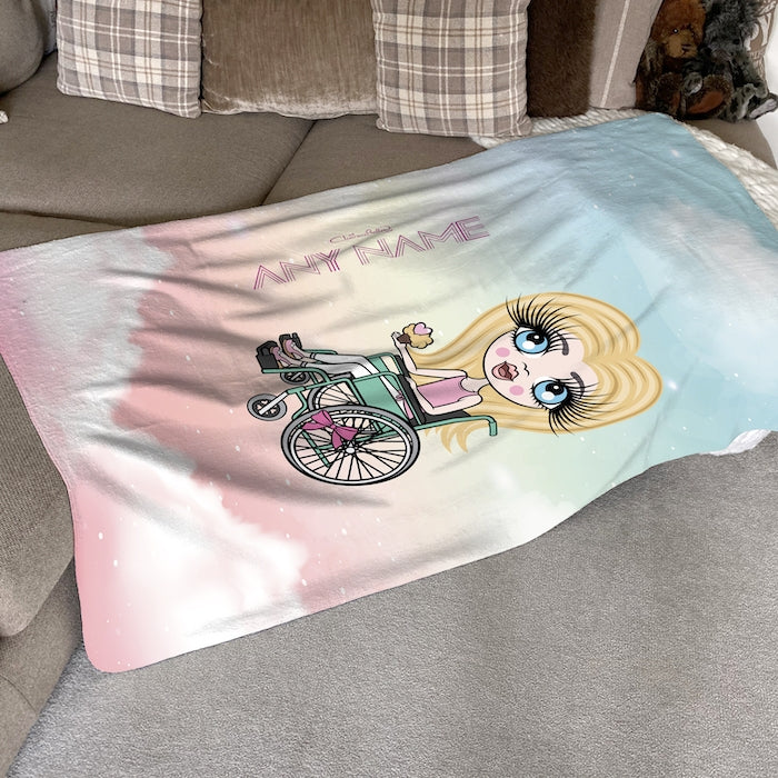 ClaireaBella Girls Wheelchair Portrait Unicorn Colours Fleece Blanket - Image 6