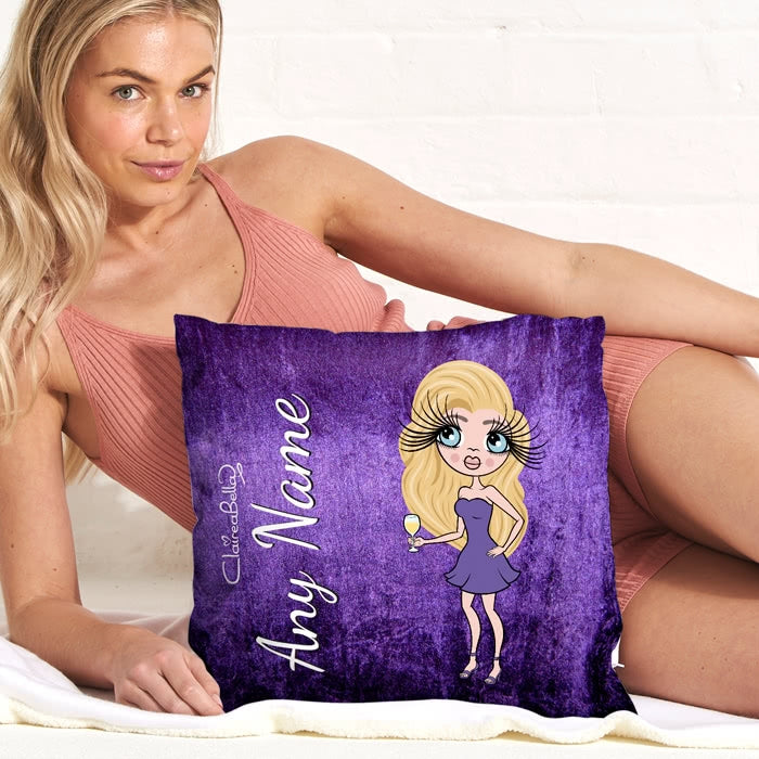 ClaireaBella Square Cushion - Purple Velvet Effect - Image 2