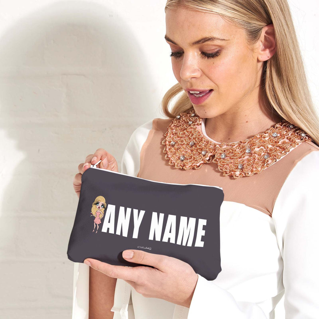 ClaireaBella Grey Bold Name Make Up Bag - Image 7