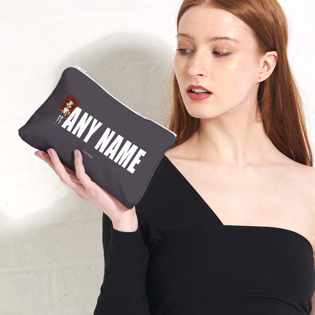 ClaireaBella Grey Bold Name Make Up Bag - Image 4