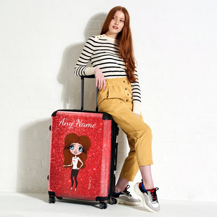 ClaireaBella Romantic Glitter Effect Suitcase - Image 1