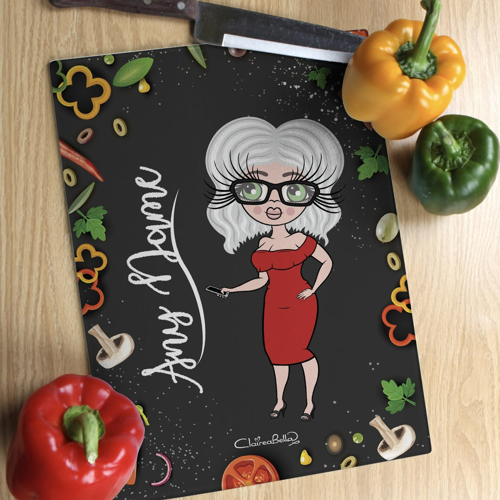 ClaireaBella Glass Chopping Board - Foodie Fun - Image 1