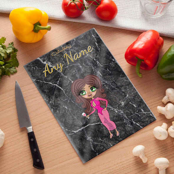 ClaireaBella Glass Chopping Board - Marble Effect - Image 1