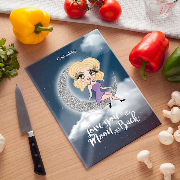 ClaireaBella Glass Chopping Board - Love You To The Moon - Image 1