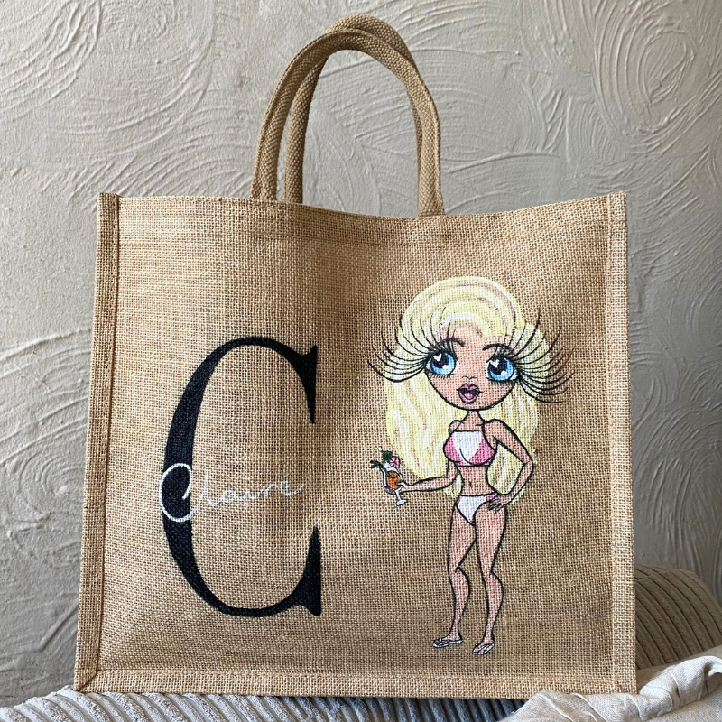 ClaireaBella LUX Name Over Initial Large Jute Bag - Image 1
