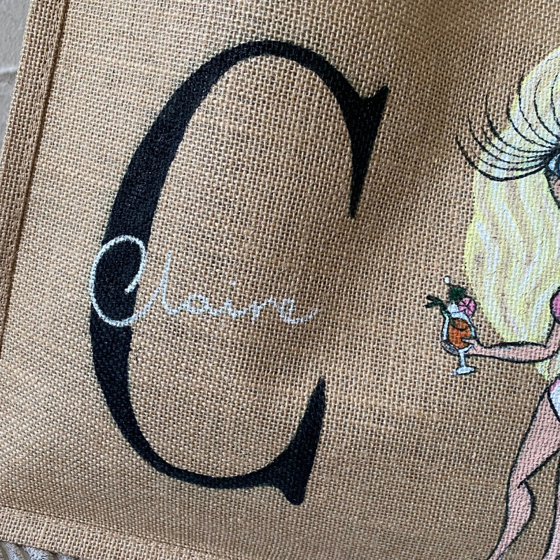 ClaireaBella LUX Name Over Initial Large Jute Bag - Image 3