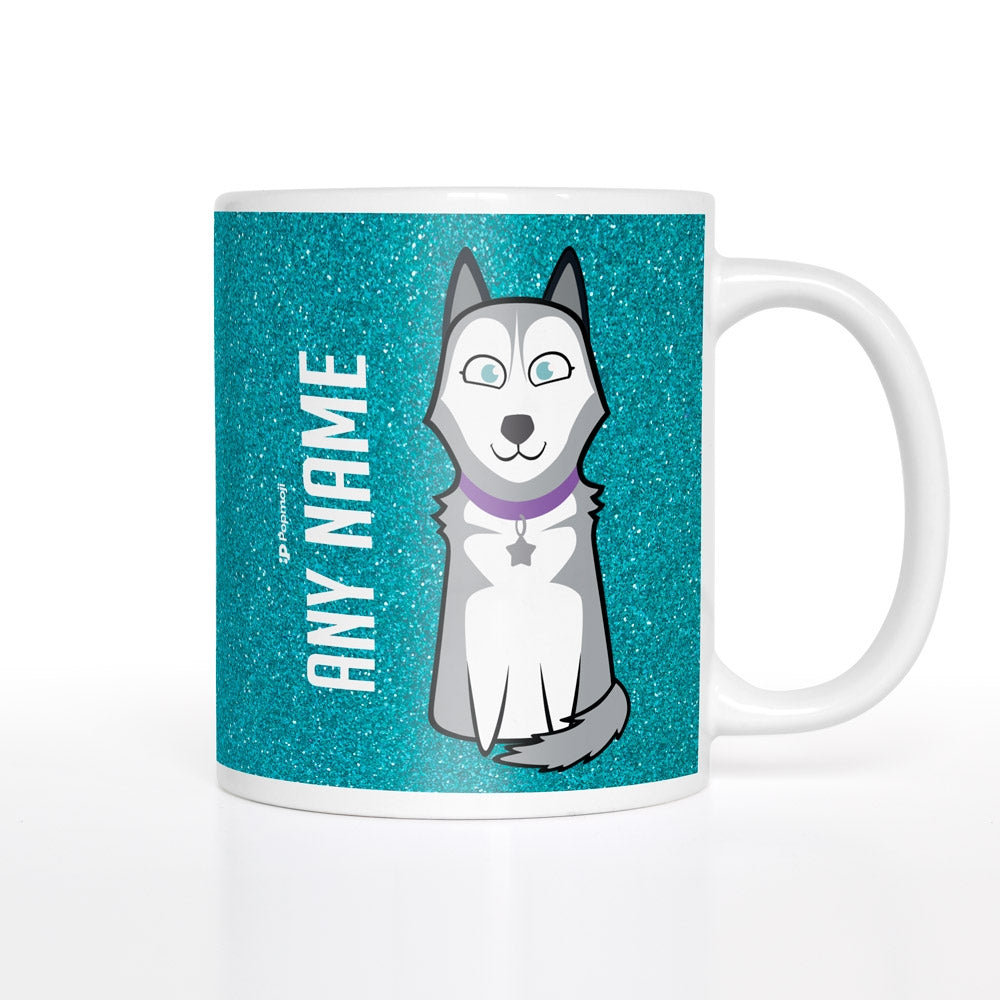 Personalised Dog Blue Glitter Effect Mug - Image 1
