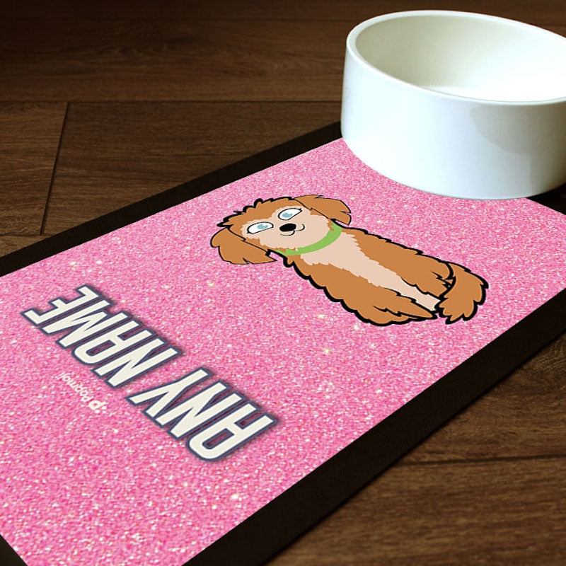 Personalised Dog Pink Glitter Pet Mat - Image 1