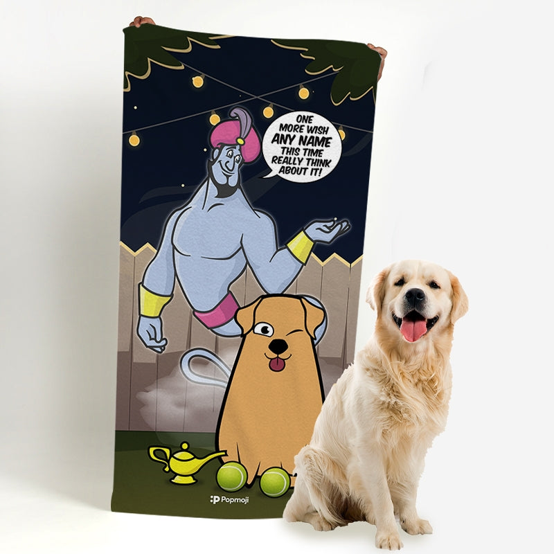 Personalised Dog 3 Wishes Beach Towel - Image 1
