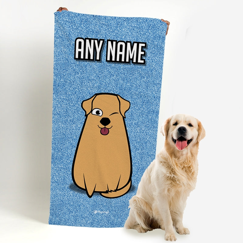Personalised Dog Blue Glitter Beach Towel - Image 1