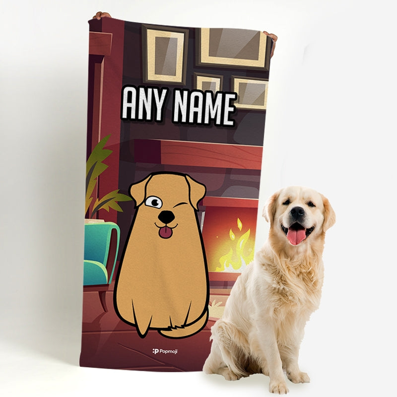 Personalised Dog Fireplace Beach Towel - Image 1