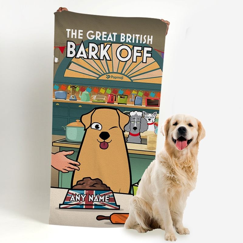 Personalised Dog Great British Bark Off Beach Towel - Image 2