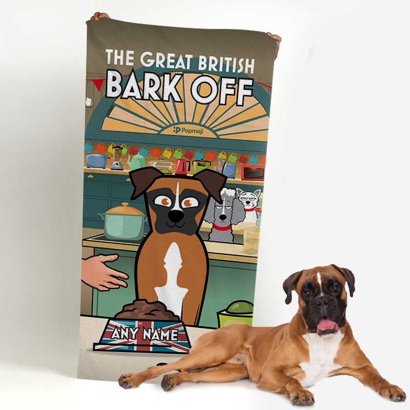 Personalised Dog Great British Bark Off Beach Towel - Image 3