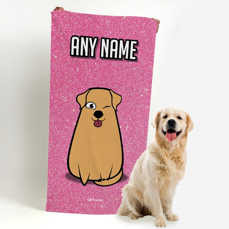 Personalised Dog Pink Glitter Beach Towel - Image 3