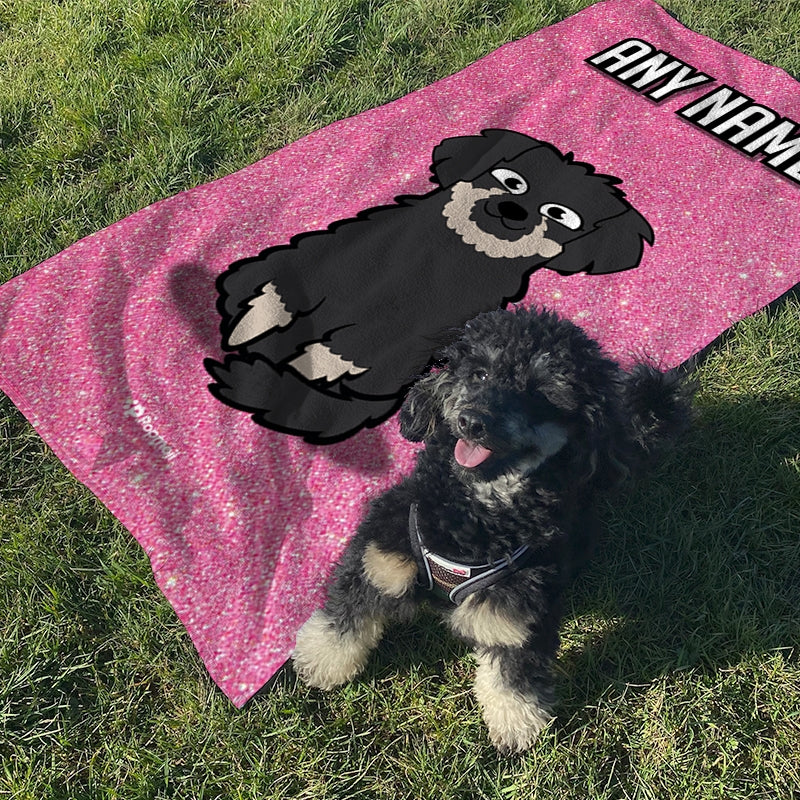 Personalised Dog Pink Glitter Beach Towel