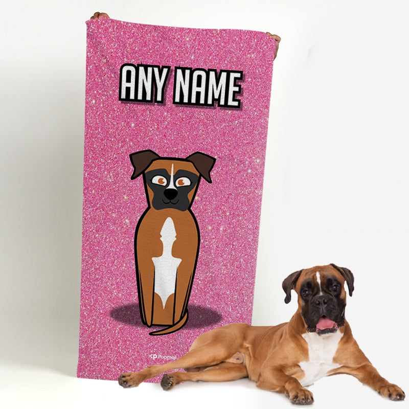 Personalised Dog Pink Glitter Beach Towel - Image 1