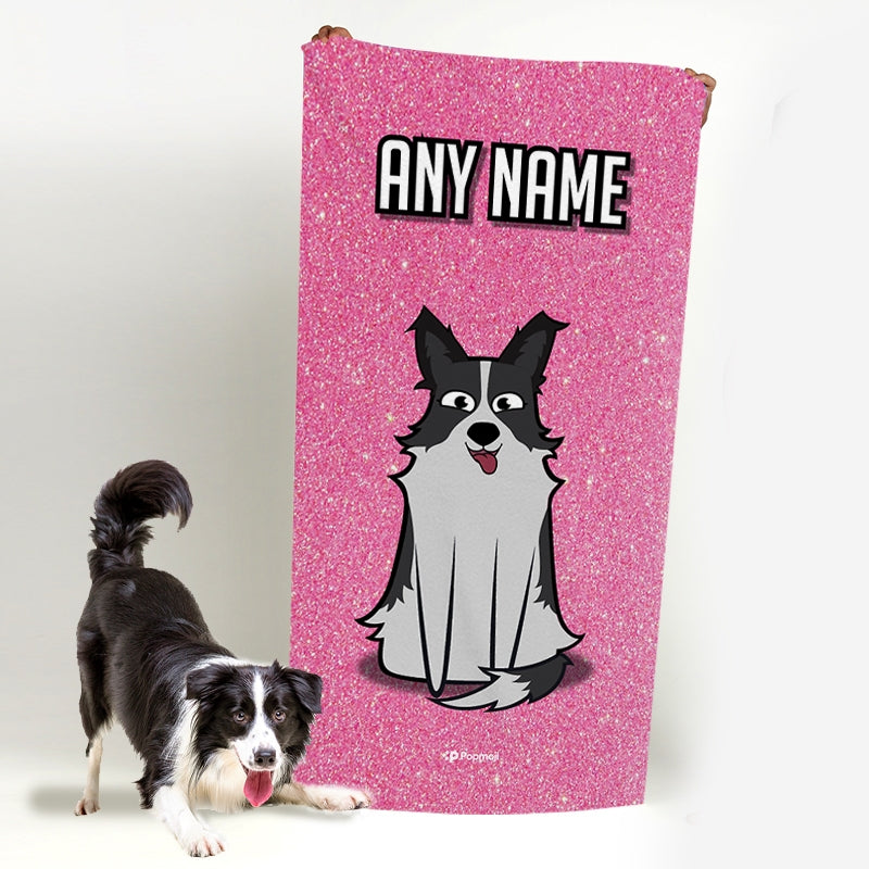 Personalised Dog Pink Glitter Beach Towel - Image 4