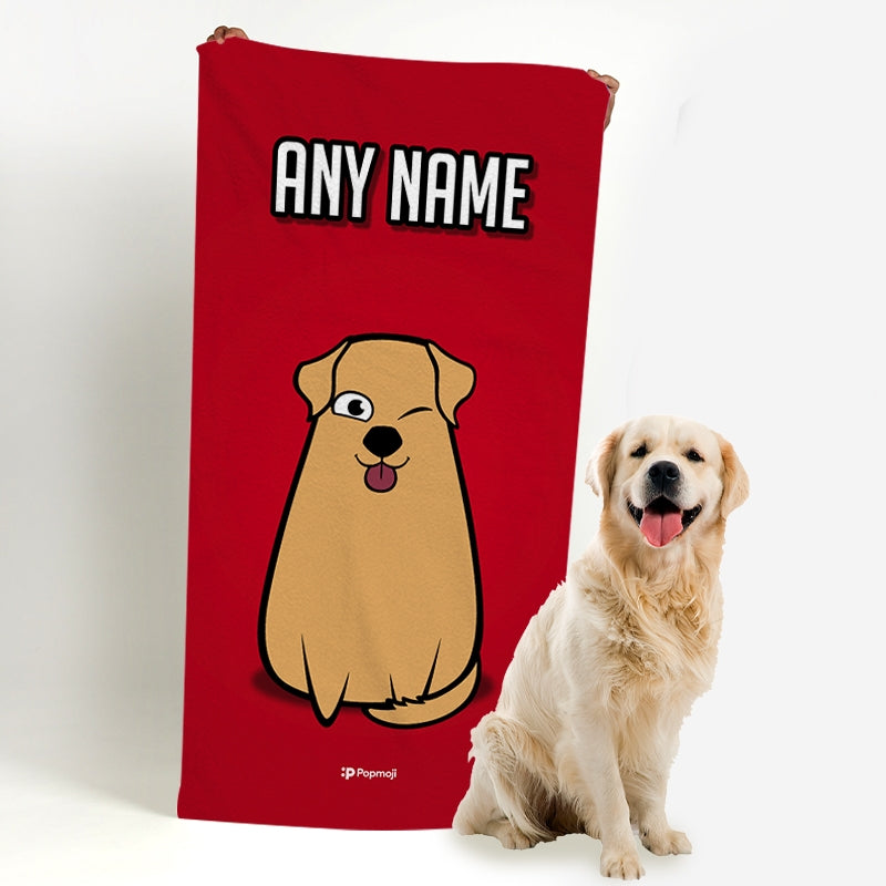 Personalised Dog Red Bath Towel - Image 1
