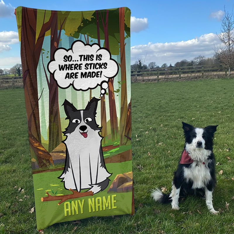 Personalised Dog Where Sticks Are Made Bath Towel - Image 2