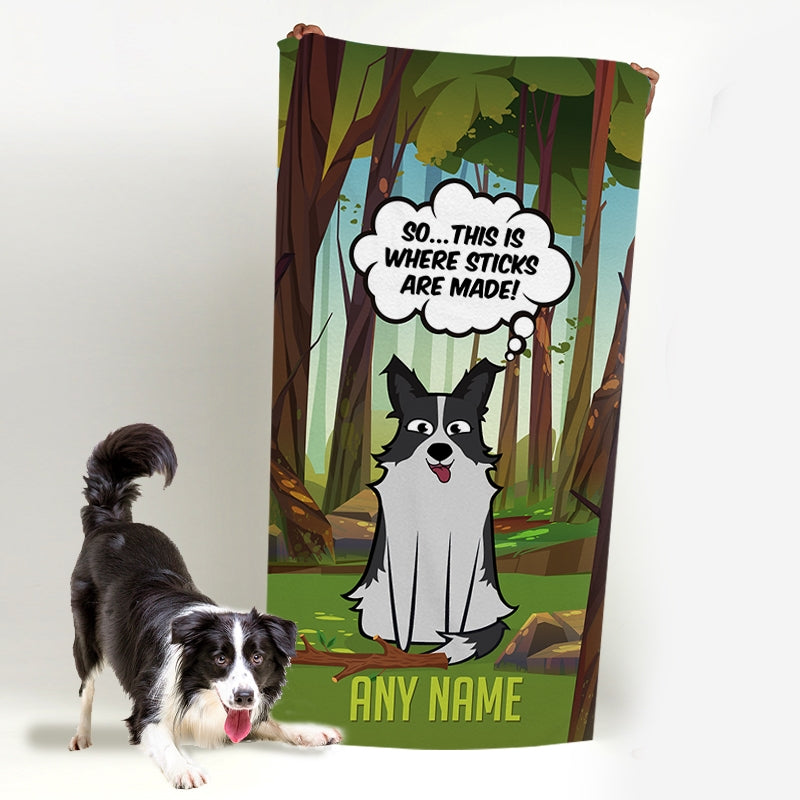 Personalised Dog Where Sticks Are Made Bath Towel - Image 5