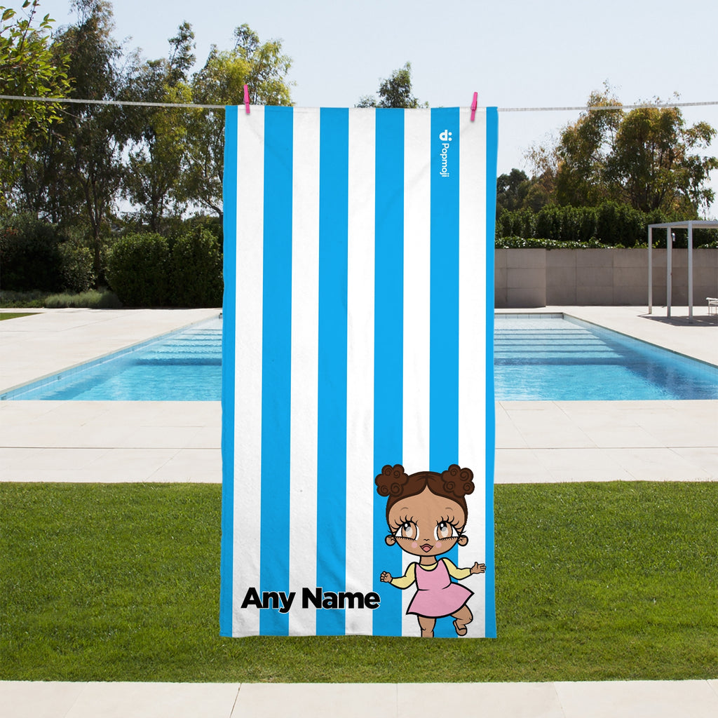 Early Years Personalised Blue Stripe Beach Towel - Image 1