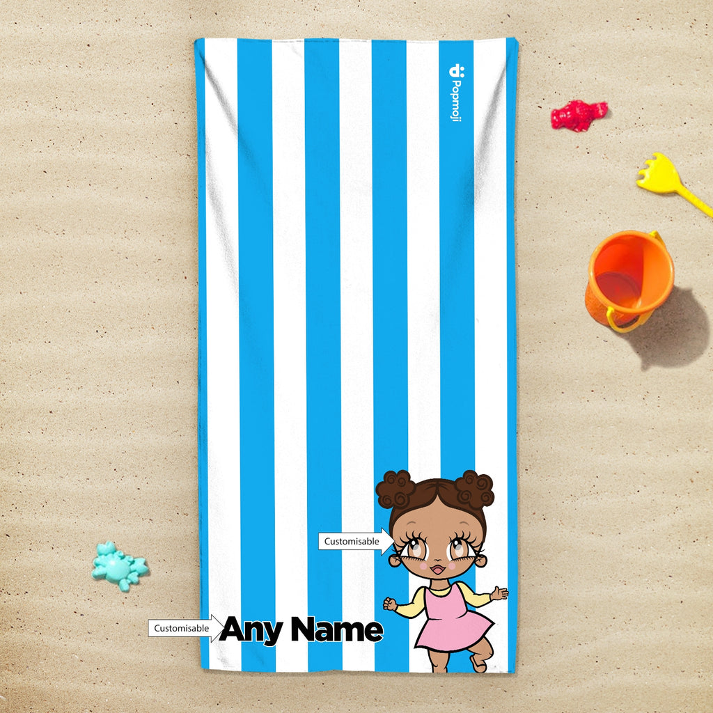 Early Years Personalised Blue Stripe Beach Towel - Image 2