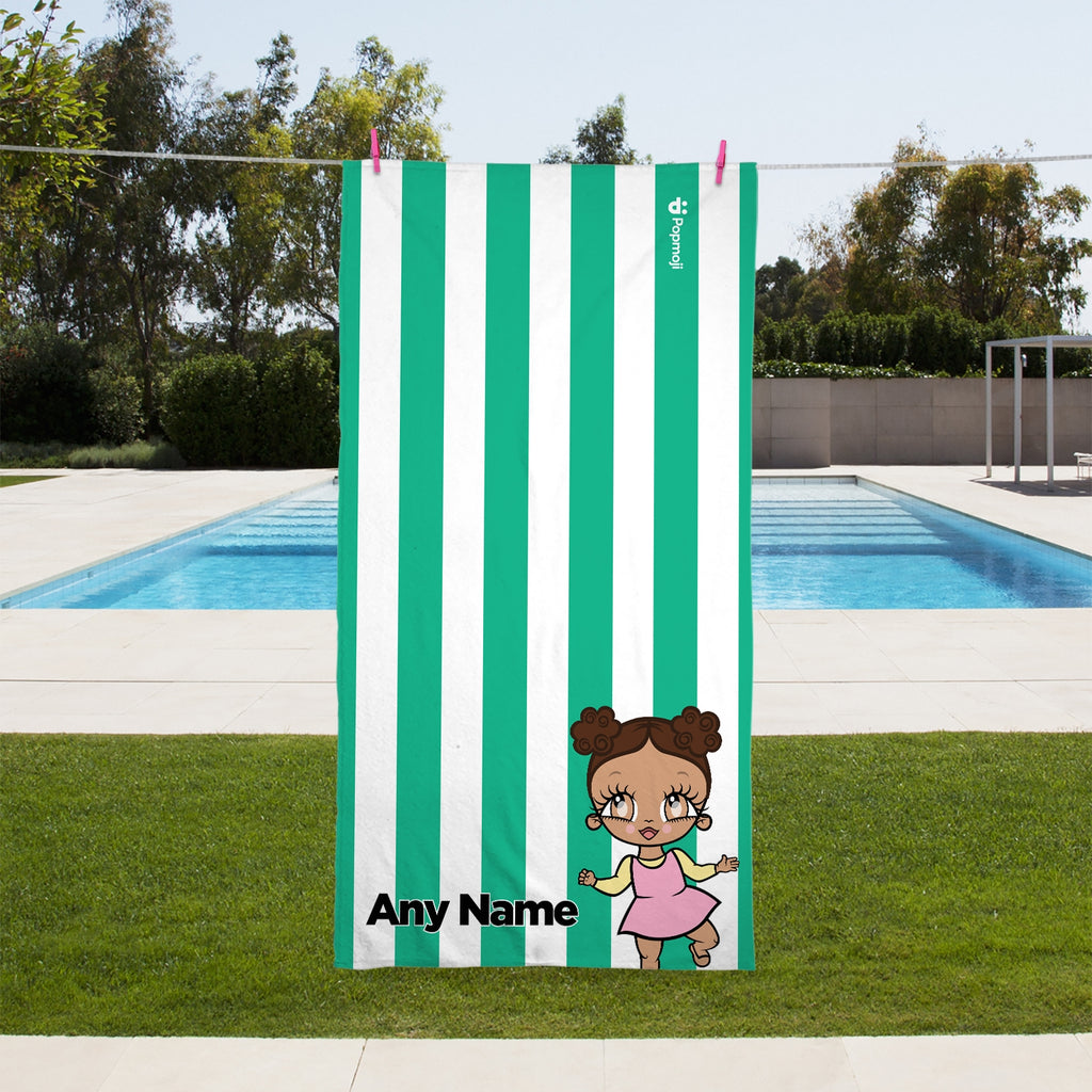 Early Years Personalised Green Stripe Beach Towel - Image 2