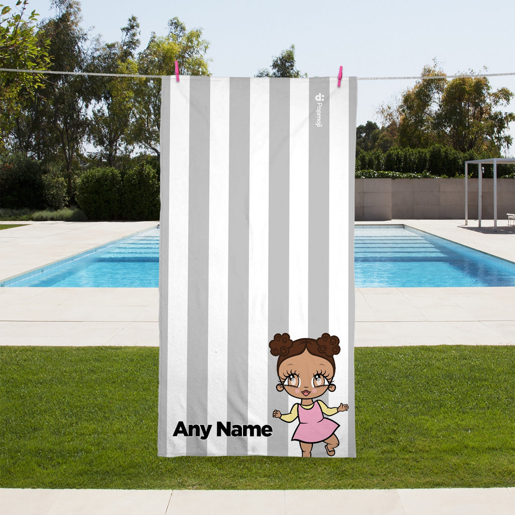 Early Years Personalised Grey Stripe Beach Towel - Image 3
