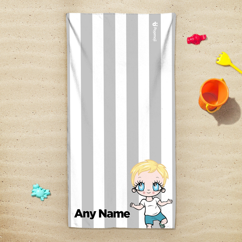 Early Years Personalised Grey Stripe Beach Towel - Image 2