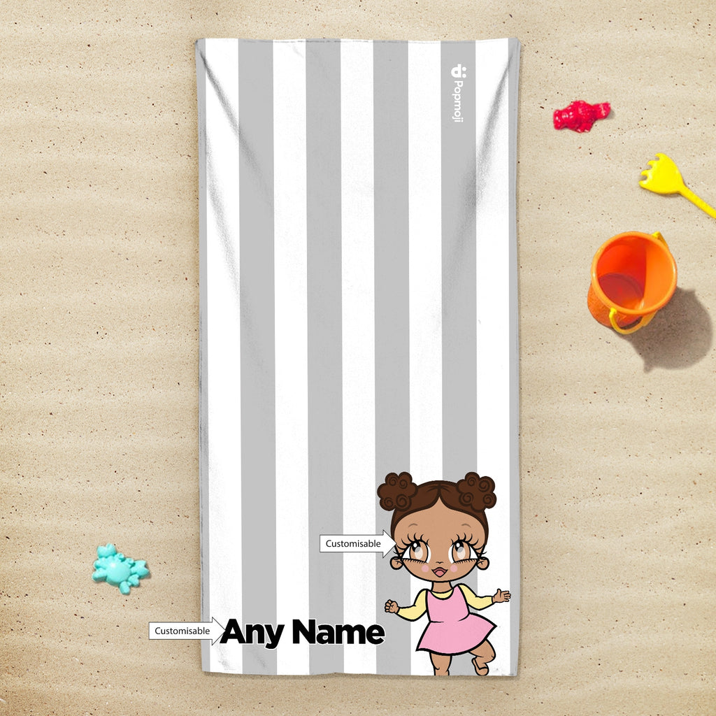 Early Years Personalised Grey Stripe Beach Towel - Image 4